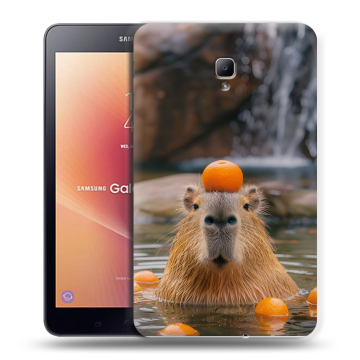 Силиконовый чехол на Samsung Galaxy Tab A 8.0 (2017) с принтом Капибара с апельсином