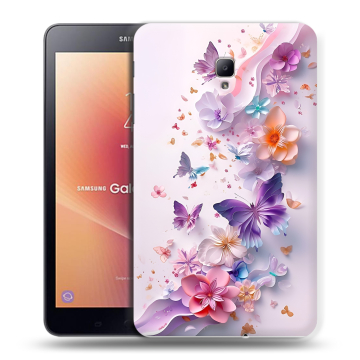 Силиконовый чехол на Samsung Galaxy Tab A 8.0 (2017) с принтом цветы бабочки Силиконовый чехол на Samsung Galaxy Tab A 8.0 (2017) с принтом цветы бабочки
