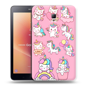 Силиконовый чехол на Samsung Galaxy Tab A 8.0 (2017) с принтом Единороги и радуга