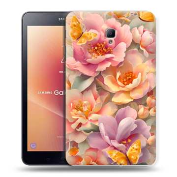 Силиконовый чехол на Samsung Galaxy Tab A 8.0 (2017) с принтом Цветы и бабочки