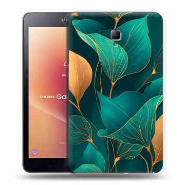 Силиконовый чехол на Samsung Galaxy Tab A 8.0 (2017) с принтом Листья и золото