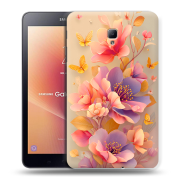 Силиконовый чехол на Samsung Galaxy Tab A 8.0 (2017) с принтом Цветы и бабочки