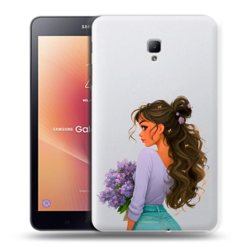 Силиконовый чехол на Samsung Galaxy Tab A 8.0 (2017) с принтом девушка цветы