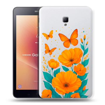 Силиконовый чехол на Samsung Galaxy Tab A 8.0 (2017) с принтом цветы бабочки