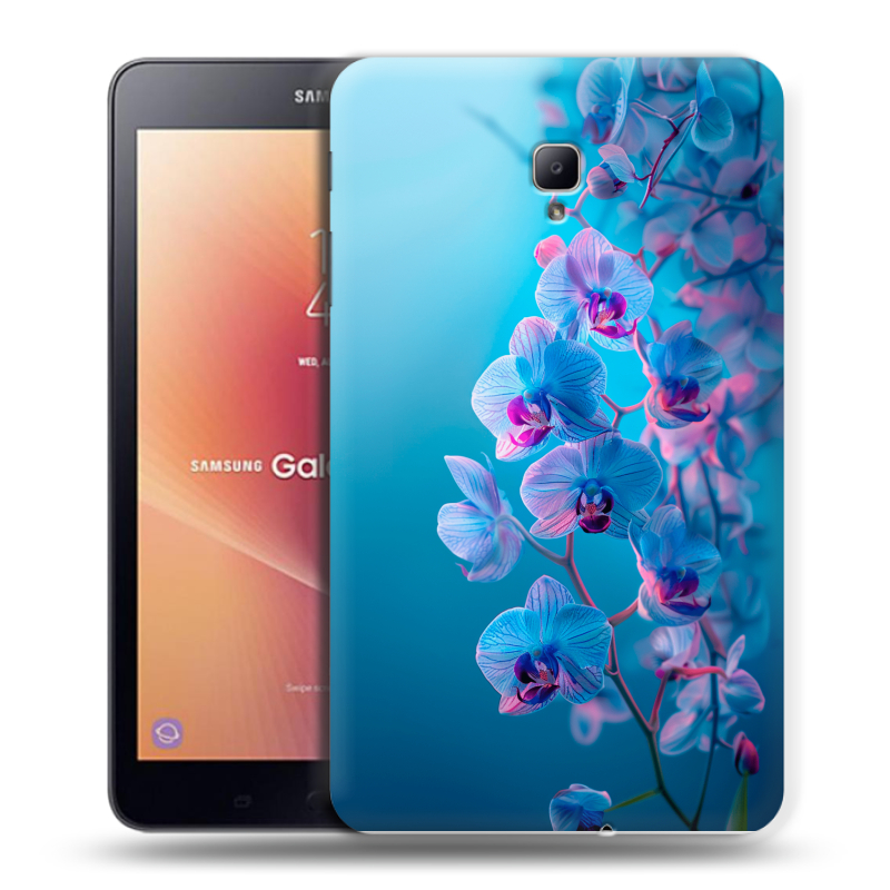 Силиконовый чехол на Samsung Galaxy Tab A 8.0 (2017) с принтом голубые орхидеи Силиконовый чехол на Samsung Galaxy Tab A 8.0 (2017) с принтом голубые орхидеи
