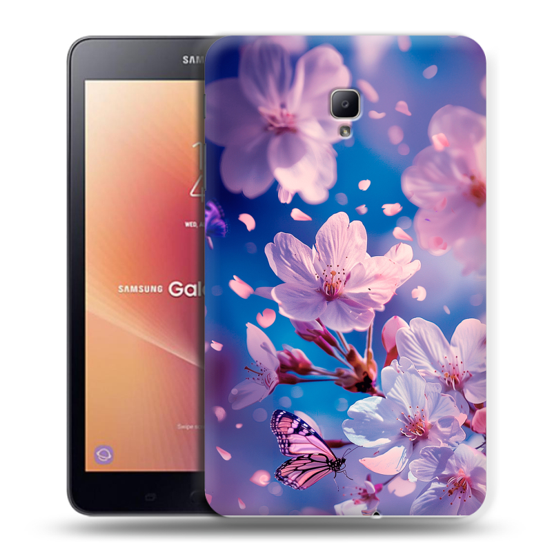 Силиконовый чехол на Samsung Galaxy Tab A 8.0 (2017) с принтом цветы бабочки Силиконовый чехол на Samsung Galaxy Tab A 8.0 (2017) с принтом цветы бабочки