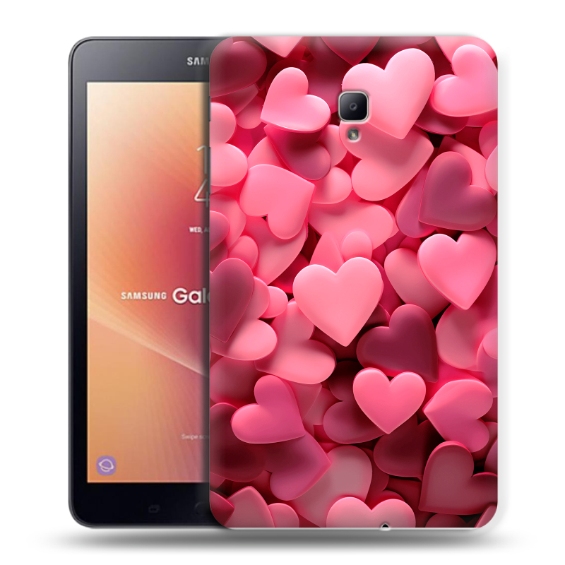 Силиконовый чехол на Samsung Galaxy Tab A 8.0 (2017) с принтом розовые сердечки Силиконовый чехол на Samsung Galaxy Tab A 8.0 (2017) с принтом розовые сердечки