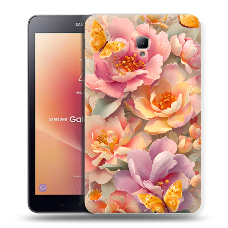 Силиконовый чехол на Samsung Galaxy Tab A 8.0 (2017) с принтом Цветы и бабочки Силиконовый чехол на Samsung Galaxy Tab A 8.0 (2017) с принтом Цветы и бабочки