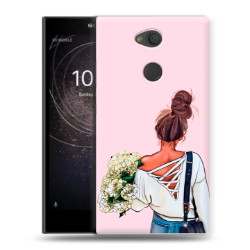 Пластиковый чехол на Sony Xperia L2 с принтом Девушка и букет