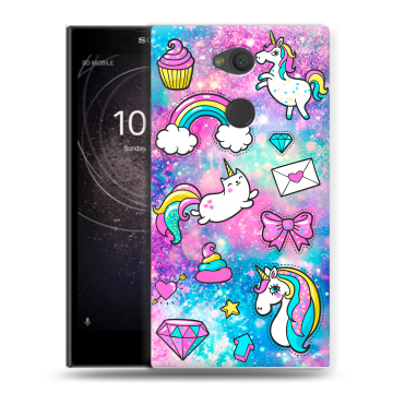 Пластиковый чехол на Sony Xperia L2 с принтом Единороги