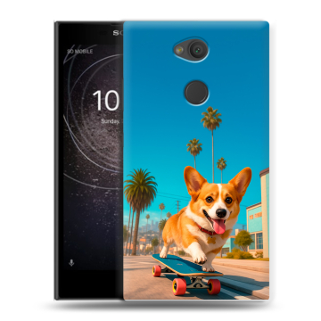 Пластиковый чехол на Sony Xperia L2 с принтом Корги на скейте