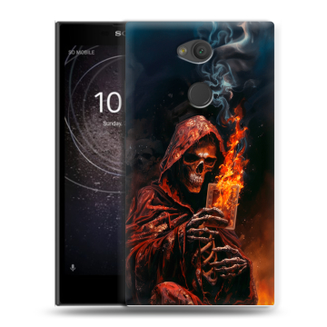Пластиковый чехол на Sony Xperia L2 с принтом Скелет и карты Пластиковый чехол на Sony Xperia L2 с принтом Скелет и карты