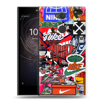 Пластиковый чехол на Sony Xperia L2 с принтом Найк Nike яркий Пластиковый чехол на Sony Xperia L2 с принтом Найк Nike яркий