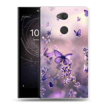 Пластиковый чехол на Sony Xperia L2 с принтом бабочки и лаванда