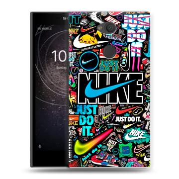 Пластиковый чехол на Sony Xperia L2 с принтом найк nike черный Пластиковый чехол на Sony Xperia L2 с принтом найк nike черный