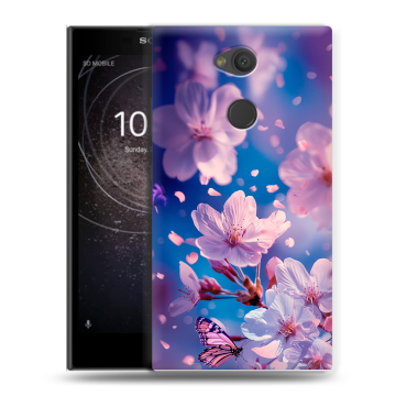Пластиковый чехол на Sony Xperia L2 с принтом цветы бабочки Пластиковый чехол на Sony Xperia L2 с принтом цветы бабочки
