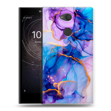 Пластиковый чехол на Sony Xperia L2 с принтом синий мрамор