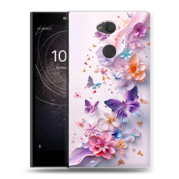 Пластиковый чехол на Sony Xperia L2 с принтом цветы бабочки