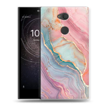 Пластиковый чехол на Sony Xperia L2 с принтом розовый мрамор