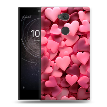 Пластиковый чехол на Sony Xperia L2 с принтом розовые сердечки Пластиковый чехол на Sony Xperia L2 с принтом розовые сердечки