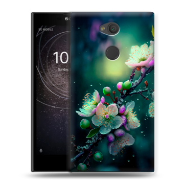 Пластиковый чехол на Sony Xperia L2 с принтом Цветы и мрамор