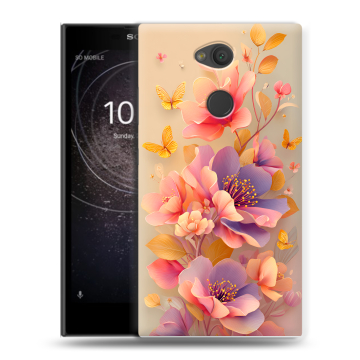 Пластиковый чехол на Sony Xperia L2 с принтом Цветы и бабочки Пластиковый чехол на Sony Xperia L2 с принтом Цветы и бабочки