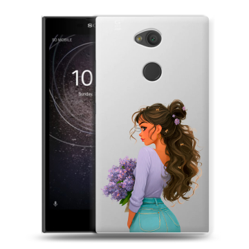 Пластиковый чехол на Sony Xperia L2 с принтом девушка цветы Пластиковый чехол на Sony Xperia L2 с принтом девушка цветы