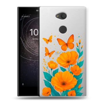 Пластиковый чехол на Sony Xperia L2 с принтом цветы бабочки Пластиковый чехол на Sony Xperia L2 с принтом цветы бабочки