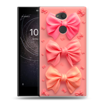 Пластиковый чехол на Sony Xperia L2 с принтом Розовые бантики Пластиковый чехол на Sony Xperia L2 с принтом Розовые бантики