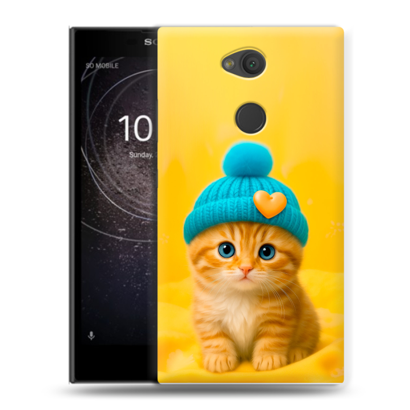 Пластиковый чехол на Sony Xperia L2 с принтом Котенок в шапке Пластиковый чехол на Sony Xperia L2 с принтом Котенок в шапке