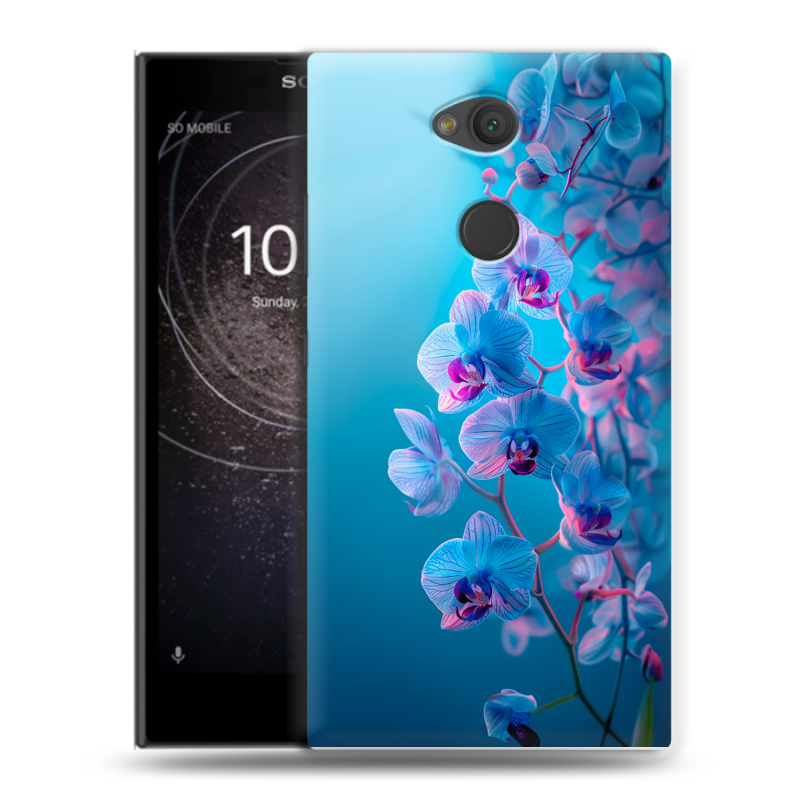 Пластиковый чехол на Sony Xperia L2 с принтом голубые орхидеи Пластиковый чехол на Sony Xperia L2 с принтом голубые орхидеи
