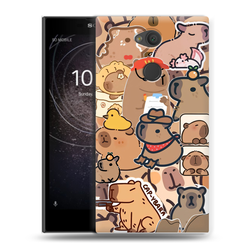 Пластиковый чехол на Sony Xperia L2 с принтом капибара Пластиковый чехол на Sony Xperia L2 с принтом капибара
