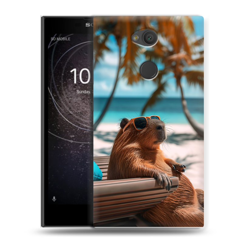 Пластиковый чехол на Sony Xperia L2 с принтом Капибара Пластиковый чехол на Sony Xperia L2 с принтом Капибара