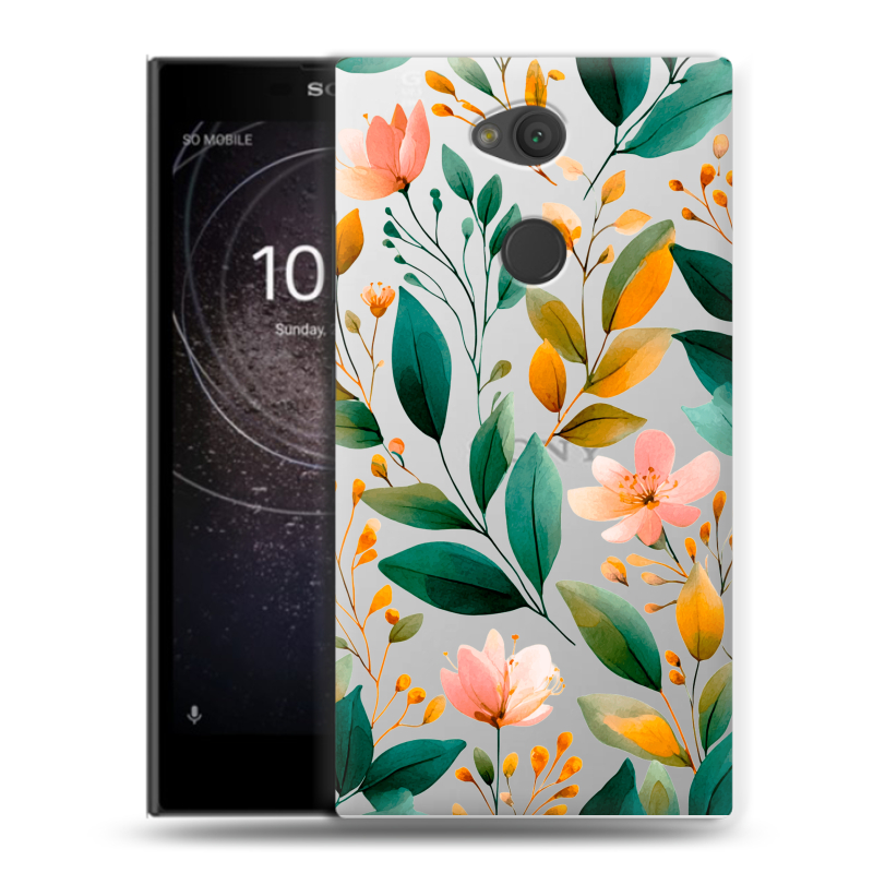 Пластиковый чехол на Sony Xperia L2 с принтом Цветы паттерн Пластиковый чехол на Sony Xperia L2 с принтом Цветы паттерн