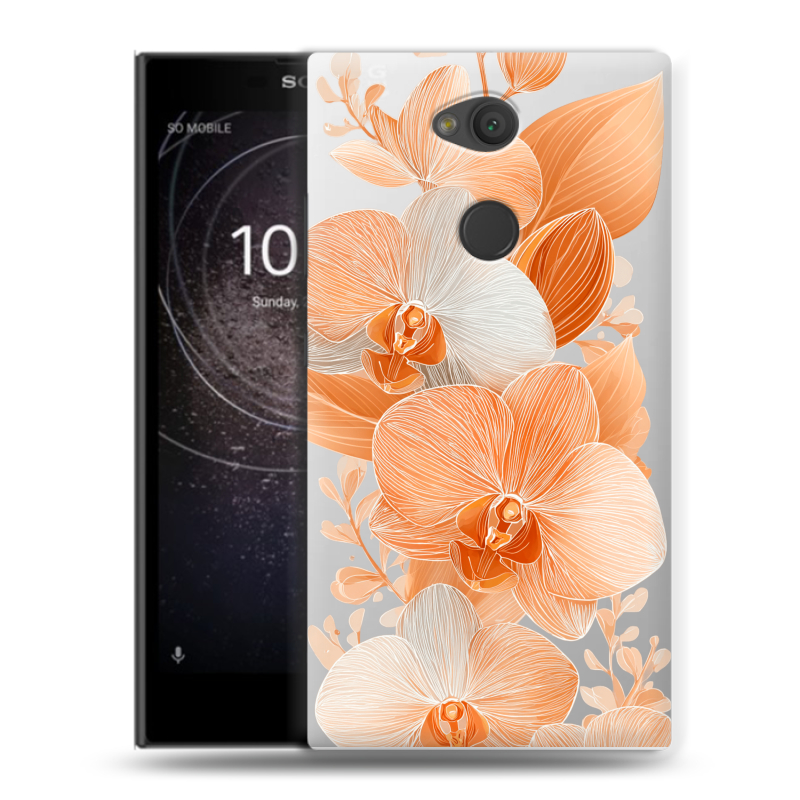 Пластиковый чехол на Sony Xperia L2 с принтом Бежевые цветы Пластиковый чехол на Sony Xperia L2 с принтом Бежевые цветы