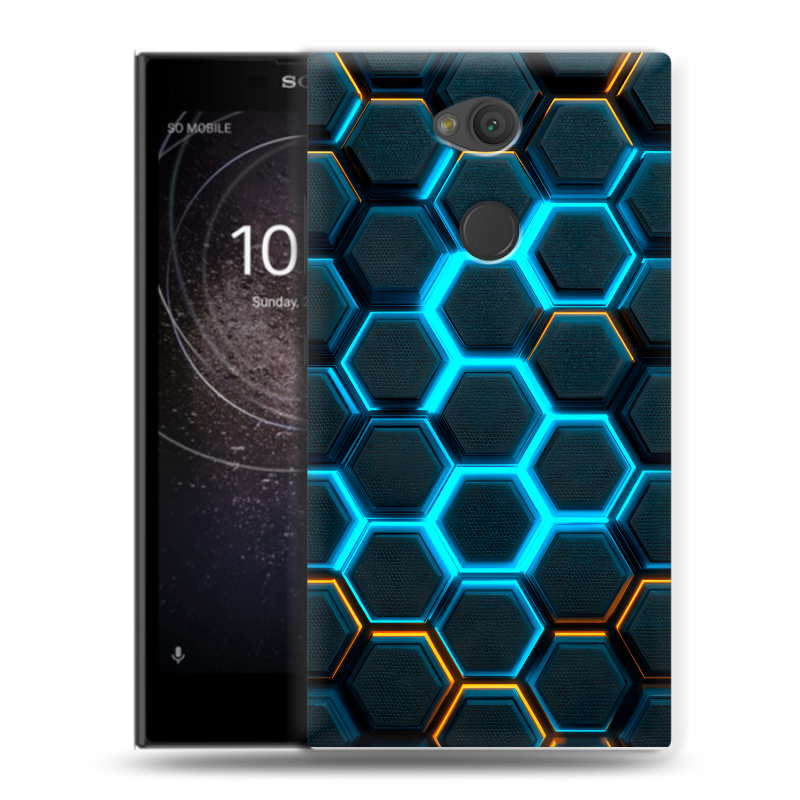 Пластиковый чехол на Sony Xperia L2 с принтом Неоновые соты Пластиковый чехол на Sony Xperia L2 с принтом Неоновые соты