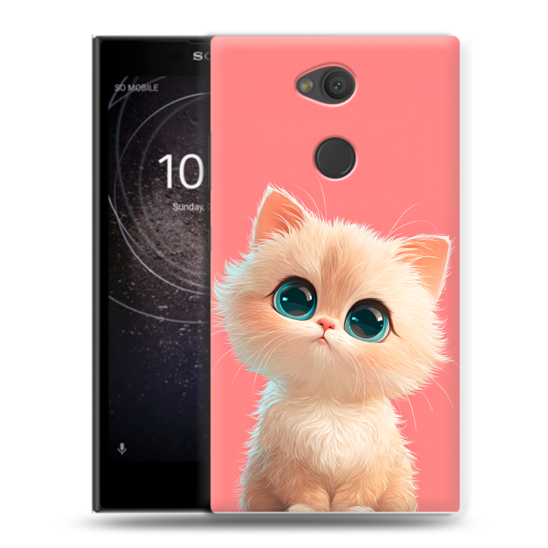 Пластиковый чехол на Sony Xperia L2 с принтом Розовый котенок Пластиковый чехол на Sony Xperia L2 с принтом Розовый котенок
