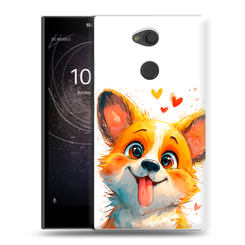 Пластиковый чехол на Sony Xperia L2 с принтом корги Пластиковый чехол на Sony Xperia L2 с принтом корги
