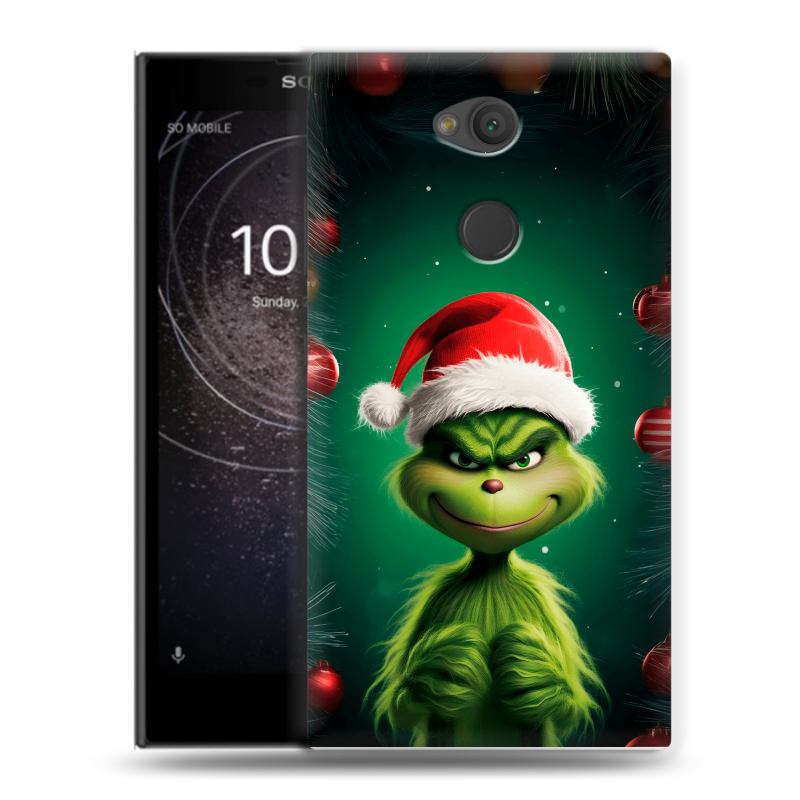 Пластиковый чехол на Sony Xperia L2 с принтом Гринч Новый год Рождество Пластиковый чехол на Sony Xperia L2 с принтом Гринч Новый год Рождество