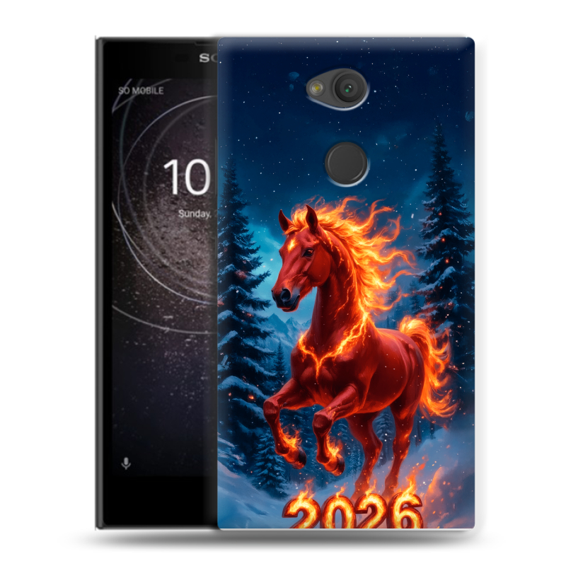 Пластиковый чехол на Sony Xperia L2 с принтом Новый год коня Пластиковый чехол на Sony Xperia L2 с принтом Новый год коня