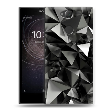Силиконовый противоударный чехол на Sony Xperia XA2 с принтом Черные кристаллы Силиконовый противоударный чехол на Sony Xperia XA2 с принтом Черные кристаллы