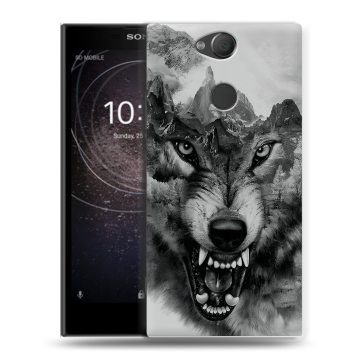 Силиконовый противоударный чехол на Sony Xperia XA2 с принтом Волк Силиконовый противоударный чехол на Sony Xperia XA2 с принтом Волк