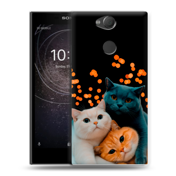 Силиконовый противоударный чехол на Sony Xperia XA2 с принтом Кошки Силиконовый противоударный чехол на Sony Xperia XA2 с принтом Кошки
