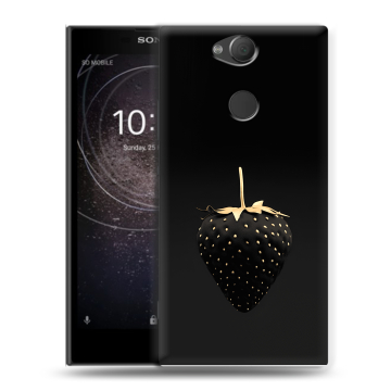 Силиконовый противоударный чехол на Sony Xperia XA2 с принтом Черная клубника Силиконовый противоударный чехол на Sony Xperia XA2 с принтом Черная клубника