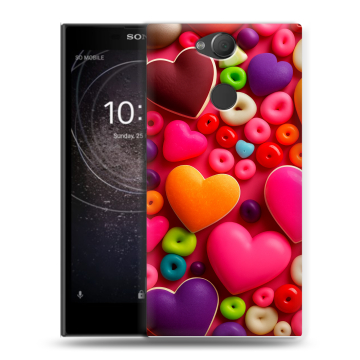 Силиконовый противоударный чехол на Sony Xperia XA2 с принтом Сердечки Силиконовый противоударный чехол на Sony Xperia XA2 с принтом Сердечки