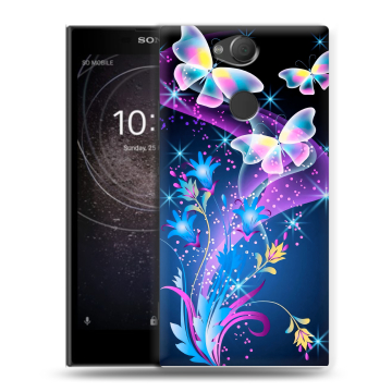 Силиконовый противоударный чехол на Sony Xperia XA2 с принтом Бабочки Силиконовый противоударный чехол на Sony Xperia XA2 с принтом Бабочки
