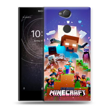 Силиконовый противоударный чехол на Sony Xperia XA2 с принтом Майнкрафт Minecraft Силиконовый противоударный чехол на Sony Xperia XA2 с принтом Майнкрафт Minecraft