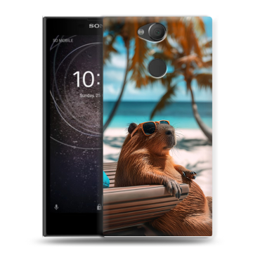 Силиконовый противоударный чехол на Sony Xperia XA2 с принтом Капибара Силиконовый противоударный чехол на Sony Xperia XA2 с принтом Капибара