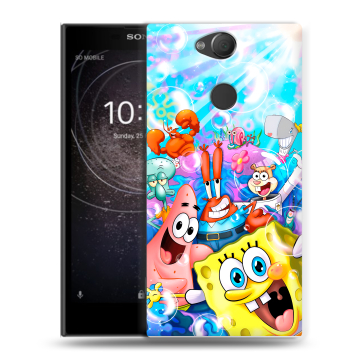 Силиконовый противоударный чехол на Sony Xperia XA2 с принтом спанчбоб спанч боб Силиконовый противоударный чехол на Sony Xperia XA2 с принтом спанчбоб спанч боб