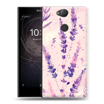 Силиконовый противоударный чехол на Sony Xperia XA2 с принтом цветы лаванда Силиконовый противоударный чехол на Sony Xperia XA2 с принтом цветы лаванда